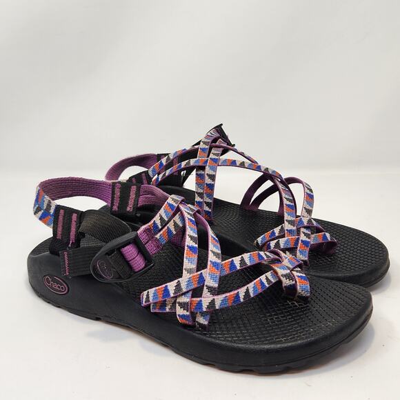 Chaco Shoes - Chaco ZX2 Cloud Purple Geometric Print Sandal Women Size 9 Double Strap Toe Loop